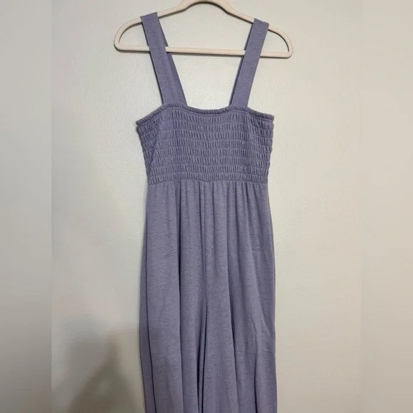 Free People Homecoming Jumper / Jumpsuit in Lilac Fog - Smocked Wide Leg - Picture 4 of 8